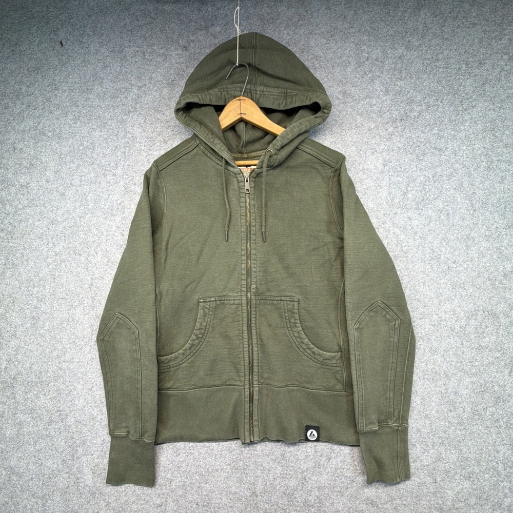 American Giant Hoodie Womens L Green Full Zip Sweatshirt Made USA